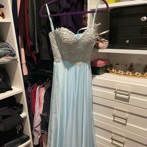 la femme light blue embroidered gown